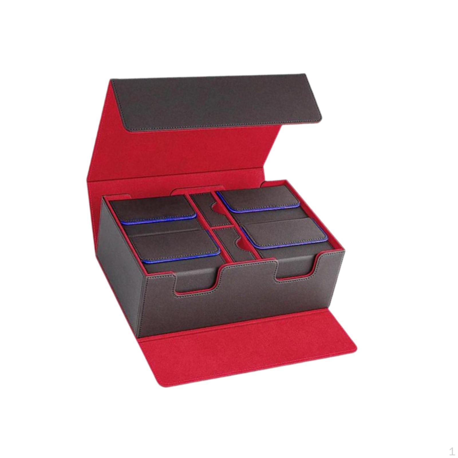 

Card Deck Case Cards Gathering Storage Box W/ Closure Lid Multipurpose Game Organizer for Red and Blue Inner