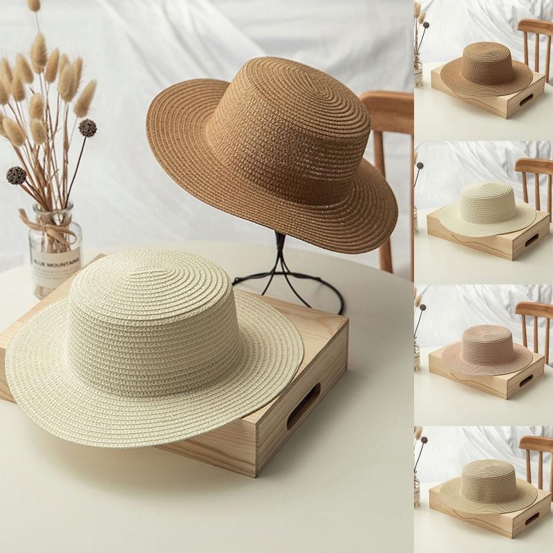 Summer Wide Brim Straw Hat Women Wide Brim Vacation Beach Hat Simple Foldable Travel for Sun Hat Sunscreen UV for Sun Ca