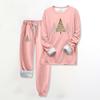 Two Piece Outfits For Women Warm Fleece Lined Jogger Set Crewneck Long Sleeve Christmas Printed Sweatshirts Drawstring Waist Sweatpants
