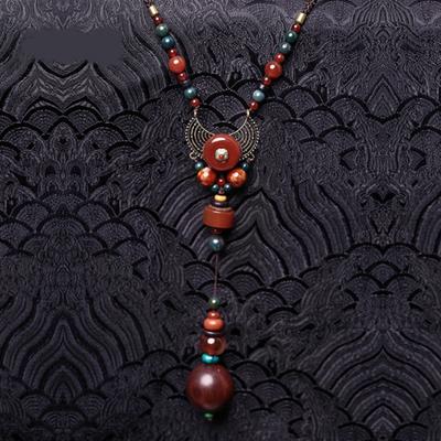 Retro vielseitige Pulloverkette Lange Halskette im ethnischen Stil Temperament Anhänger Herbst- und Winteratmosphäre Anhänger Schmuck