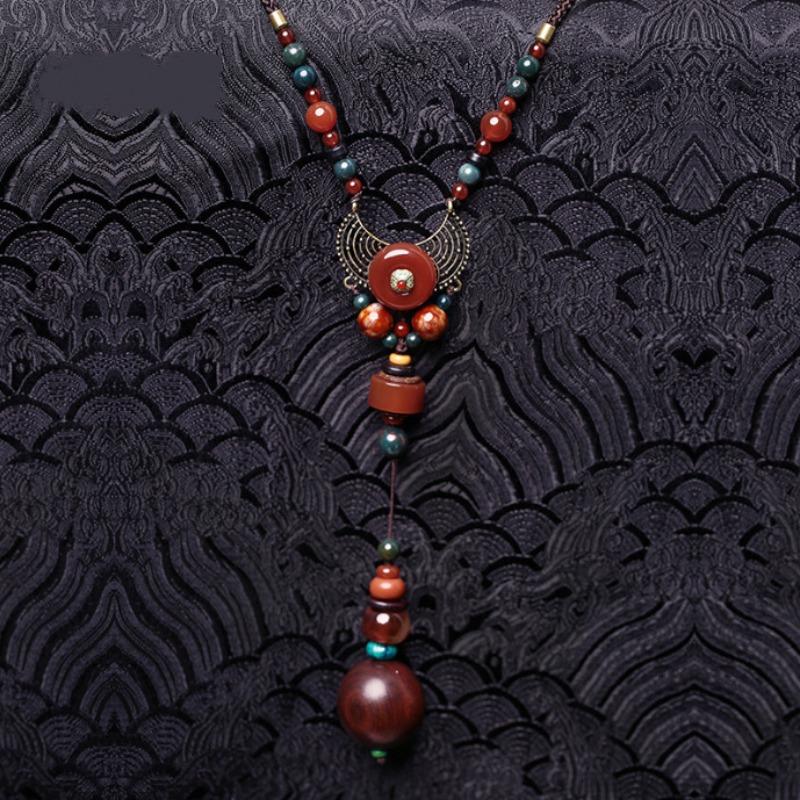 

Винтажная универсальная цепочка для свитера Длинное этническое ожерелье Подвеска с характером Осенне-зимняя атмосфера Подвеска Ювелирные изделия