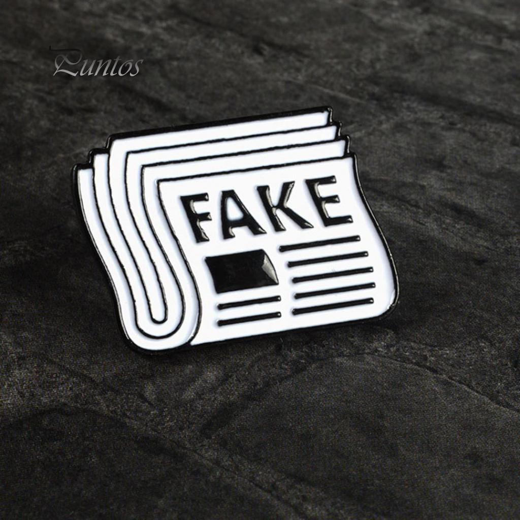 Cartoon Newspaper English Letter Fake Enamel Badge Brooch Pin Clothes Jewelry