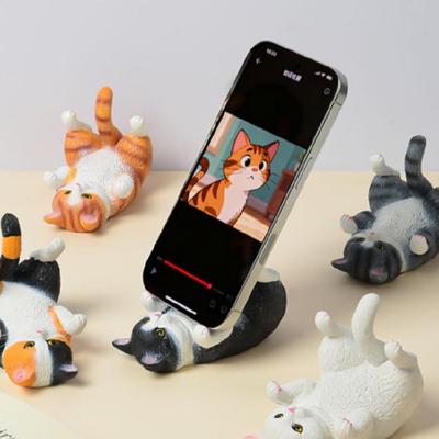 Miniature Cats Resins Statue Desk Organizers Phone Stand Creative Space Saving Decors Cute Functional Home Office Accessories