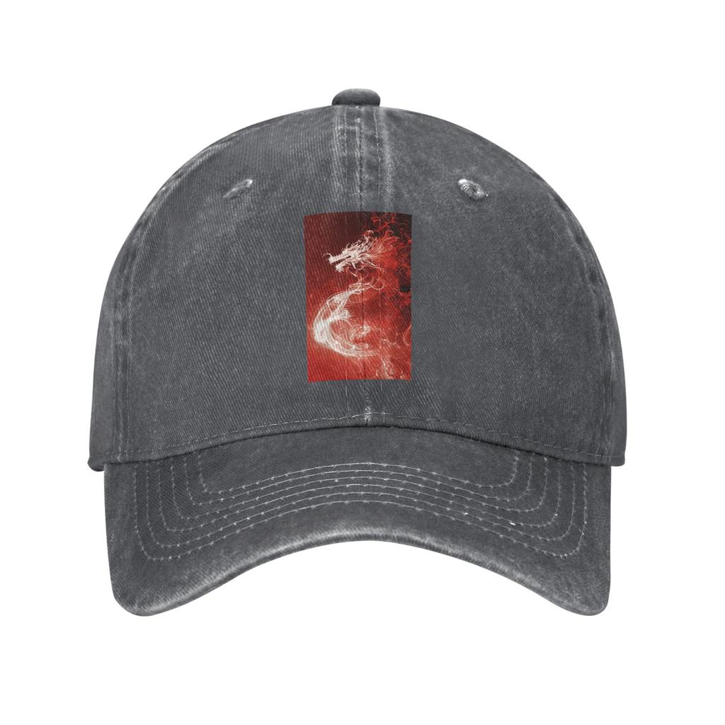 Red Fire Dragon Baseball Caps Denim Hats Adjustable Casquette Hip Hop Baseball Cowboy Hat for Unisex
