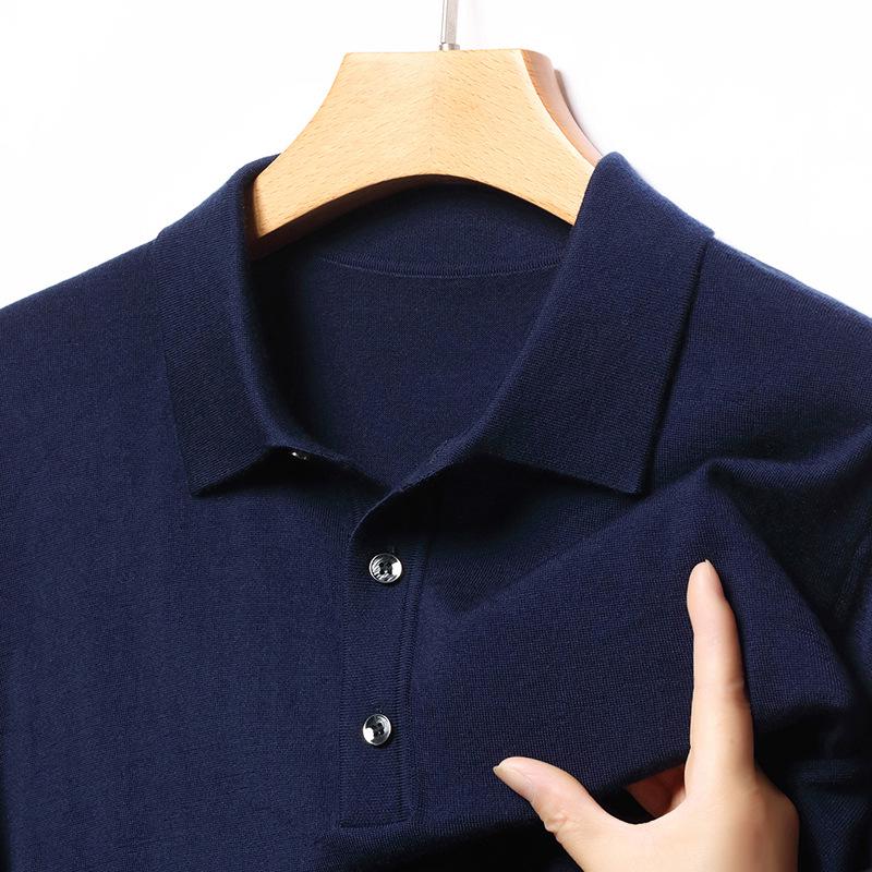 

2025 Winter Machine Washable 100% Wool Men s Lapel Sweater - Warm, Solid Color, Versatile Casual Wear for Middle-Aged Dads 4XL/190 (180-200 Jin)