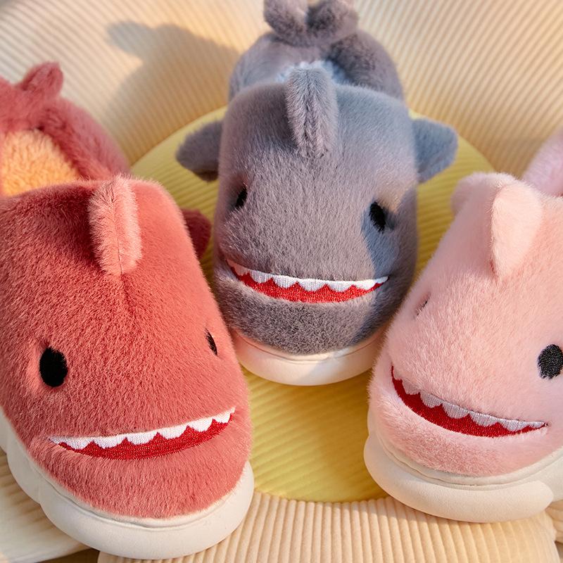 New cute shark cotton slippers home shoes cartoon fashion comfortable thick sole cute parent-child cotton shoes