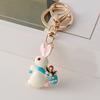 Christmas Keychain Snowman Christmas Tree Stockings Rabbit Shape Key Ring Rhinestones Inlay Key Organizer