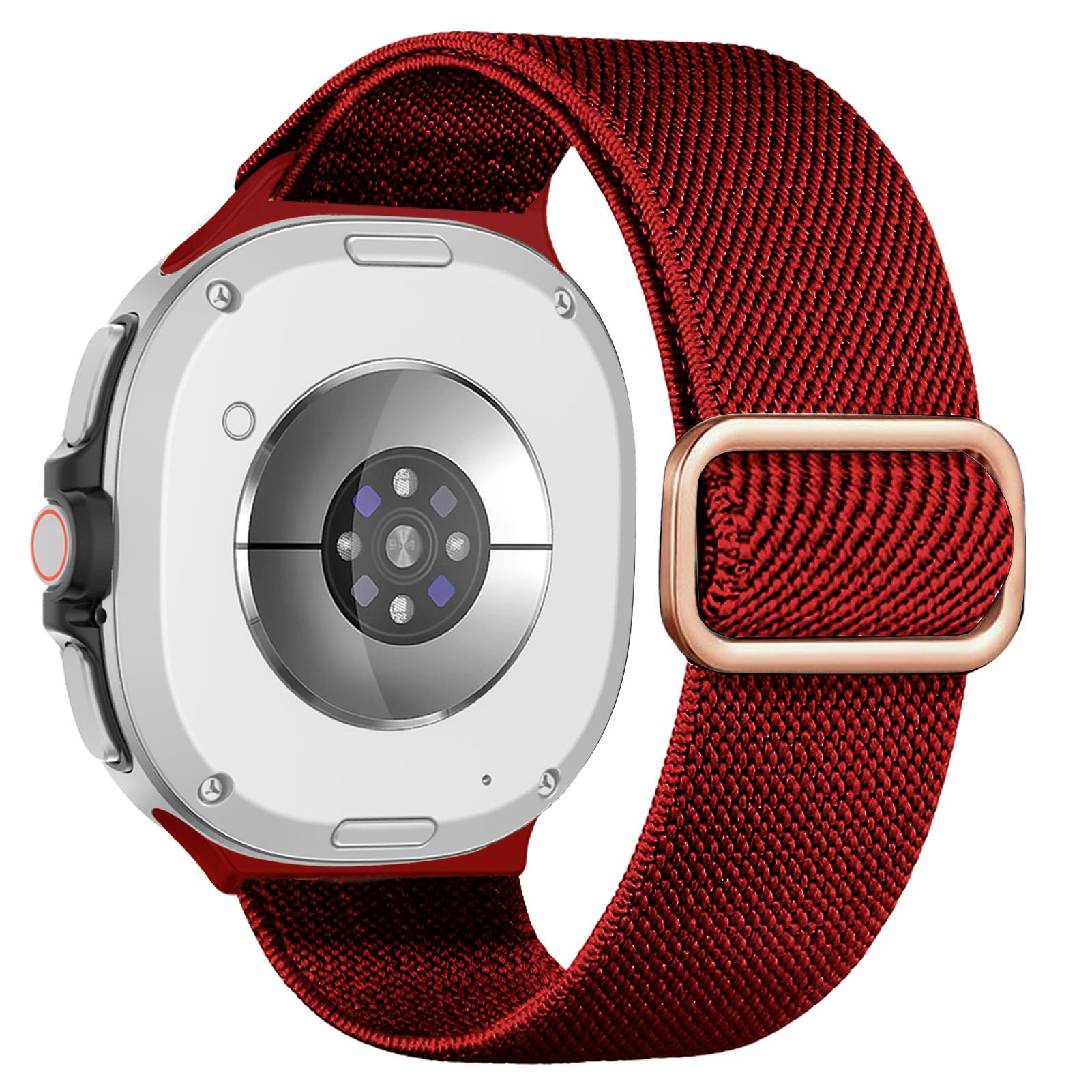 

Эластичный ремешок для Samsung Galaxy Watch 8 44 мм 40 мм 46 мм Scrunchie Нейлоновый спортивный браслет на запястье ремешок Galaxy Watch 8 classic Ремешок Watch 8 classic 46mm вино красного