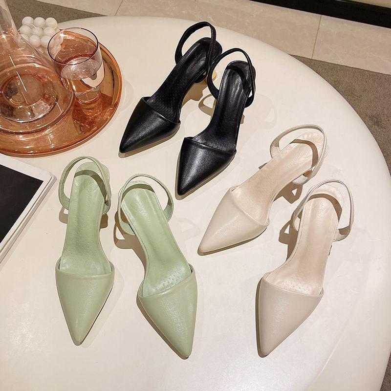 Fashion Green Ladies Shoes White Sandals for Women Summer 2024 Heeled Pumps Office Work Footwear Black High Heels Designer Sale Daily F