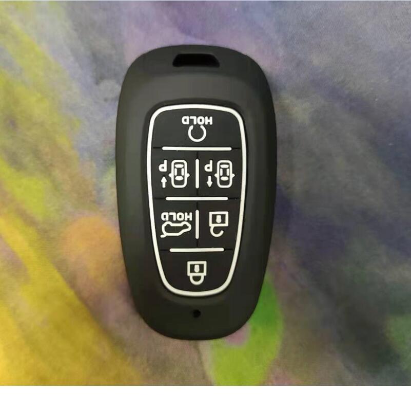 Carbon Fiber Abs +Silicone Car Key Fob Case Cover For Hyundai Solaris Sonata Hybrid Nexo Nx4 New Grand Santa Fe Tucson