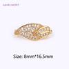 18K Gold Plated Brass Leaves Connector Fastener For Necklace Making Fittings Inlaid Zircon Pearl Clasp Findings DIY Accessories