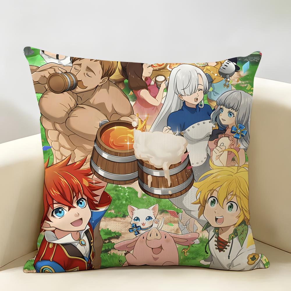Anime DDeadly SSins Cushion Cover Natural Linen Organic Fabric DoubleSided Printing Room Sofa Decor Pillow Case