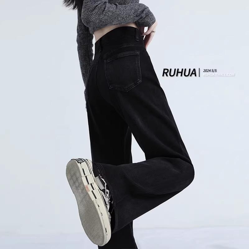 

Женские черные джинсы - Весна/Осень 2025: Горячий стройнящий крой «песочные часы», свободные широкие брюки, высокая посадка, узкие и прямые модели 32 fits 146-155 lbs