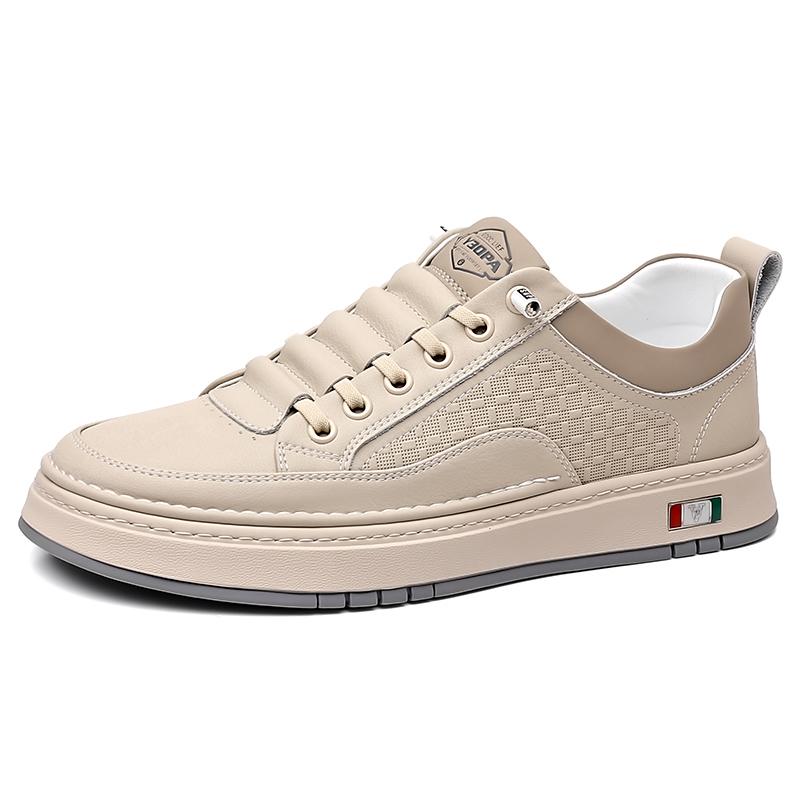 

Designer Brand Men s Genuine Leather Casual Shoes Thick Soled Wear-resistant Oxford Shoes Simple Beige Men s Sports Shoes 44 бежевый