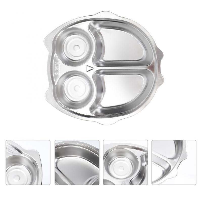 Stainless Steel Snack Plate Toddlers Divided Silver 1pc