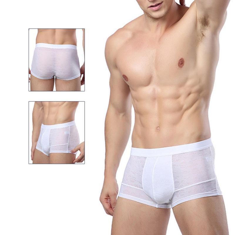 Pánské prodyšné průhledné boxerky Sexy spodní prádlo kalhotky kalhotky