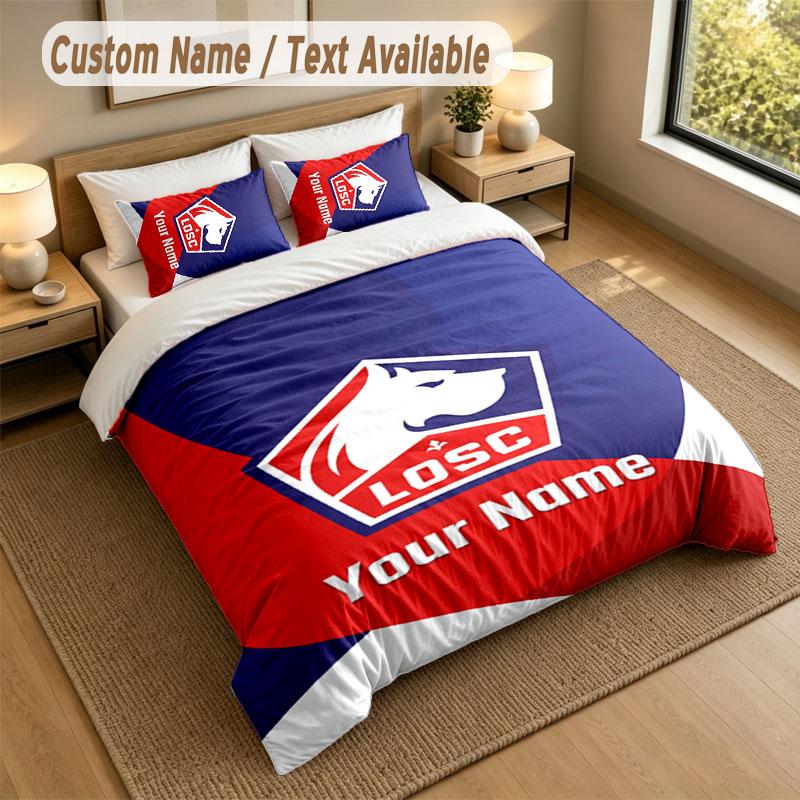 Bedding Set 1 Duvet Cover 2 Pillowcases LOSC Lille Print Soft Bed Linen Bedroom Decor