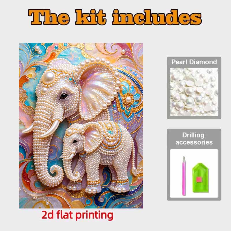Pearl Art Painting Home Wall Decor Elephant Family Gemstone Painting Crafts Adult/Beginner Gift Creative Home Decor Unframed