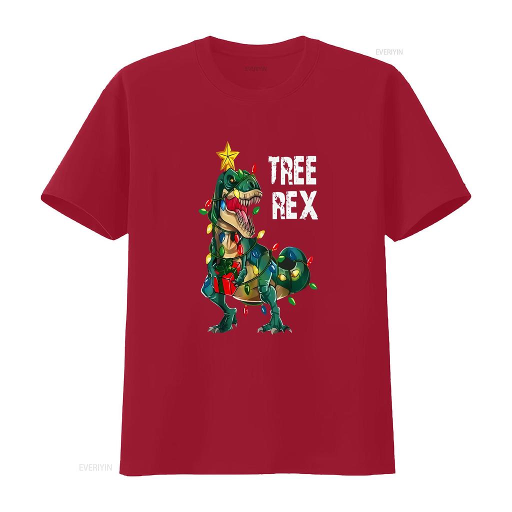 Tree Rex T Funny Christmas Dinosaur Womens Shirt Unique Design Festive Fun Vintage Washed Homme Fashion Breathable Casual