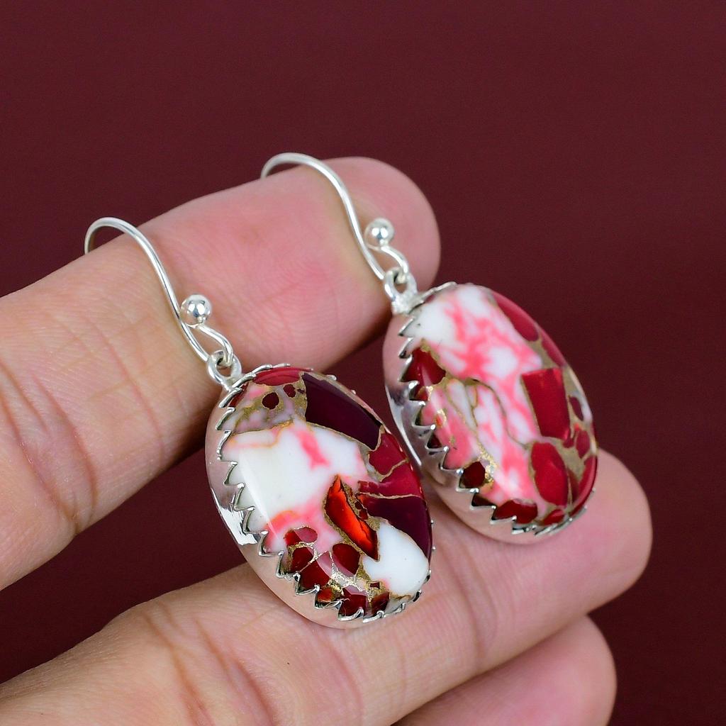 Kingman Red Mohave Copper Turquoise Earrings Awesome Gemstone Earring Elegant Jewelry 925 Sterling Silver Earring Handmade Earring for Gifts