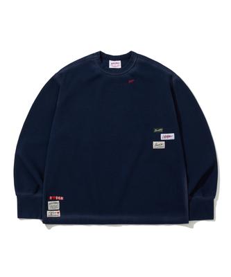 Bieseulaebis Logo Patch Washed Long Sleeve T-Shirt Navy