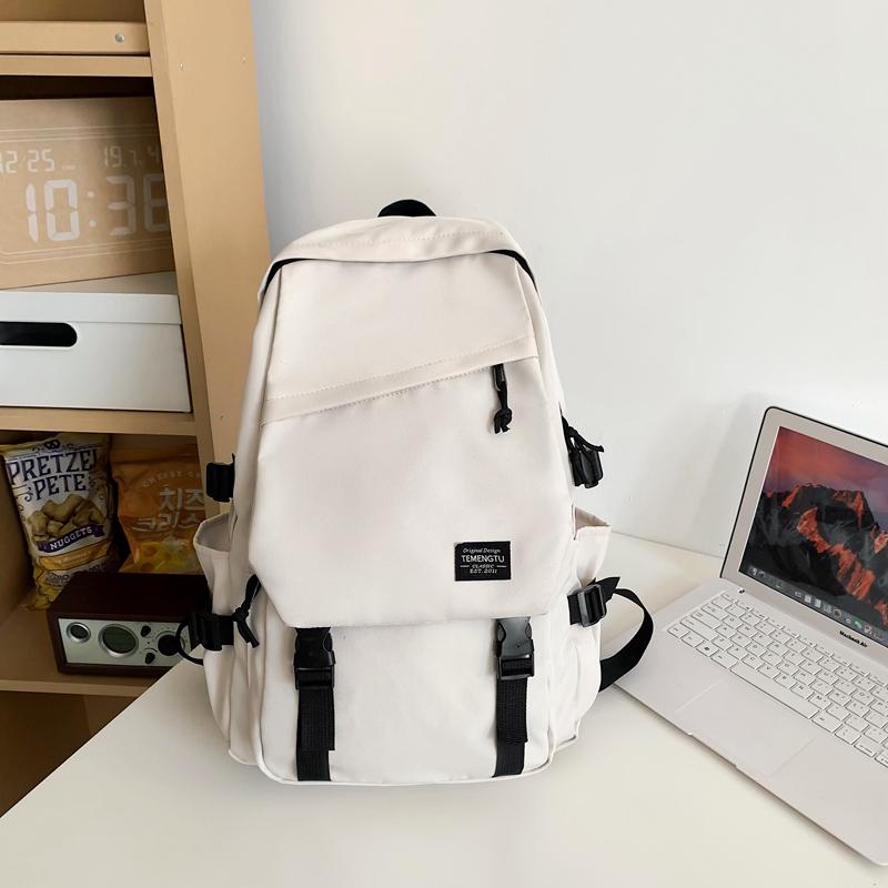 Male Solid Color Backpack Female Large Capacity Travel Backpack Junior High School Student Schoolbag