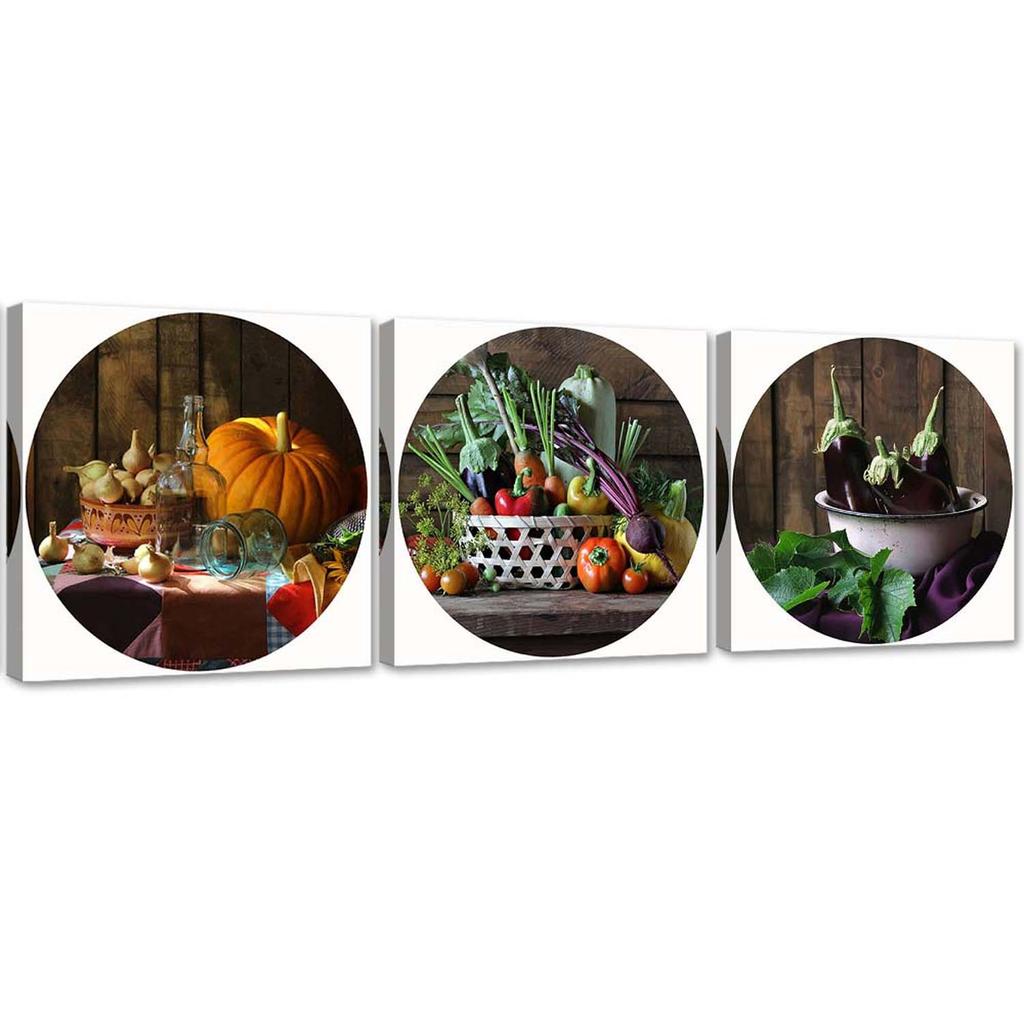 Set of Three Pictures Canvas Print Fruit and Vegetables