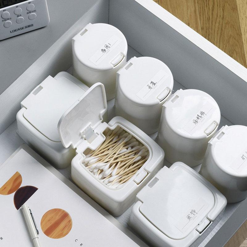 

Desktop Pop-up Storage Box Mini Dust Proof Cotton Swabs Makeup Organizer Small Things Holder Case