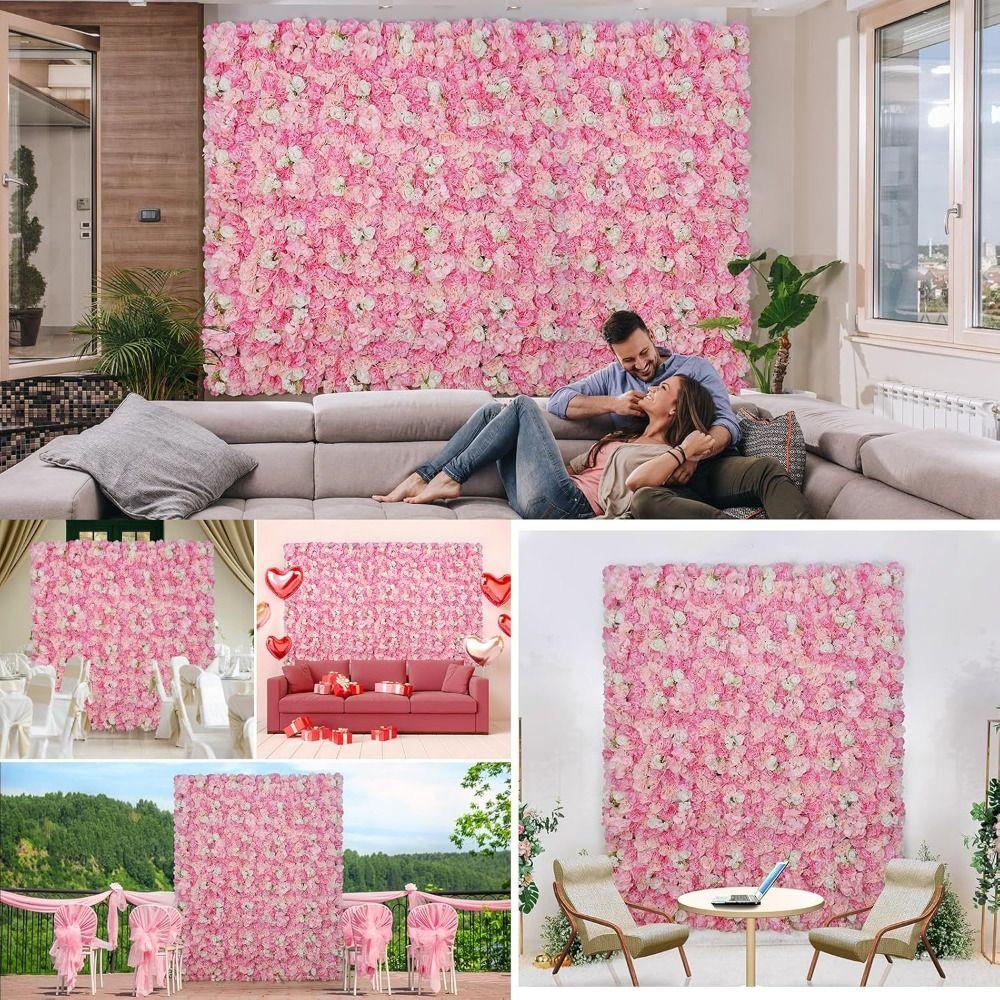 Artificial Rose Flower Panel Arc Baby Shower Decoration Wedding Wall Background Decor Table Arrangement Flower Row