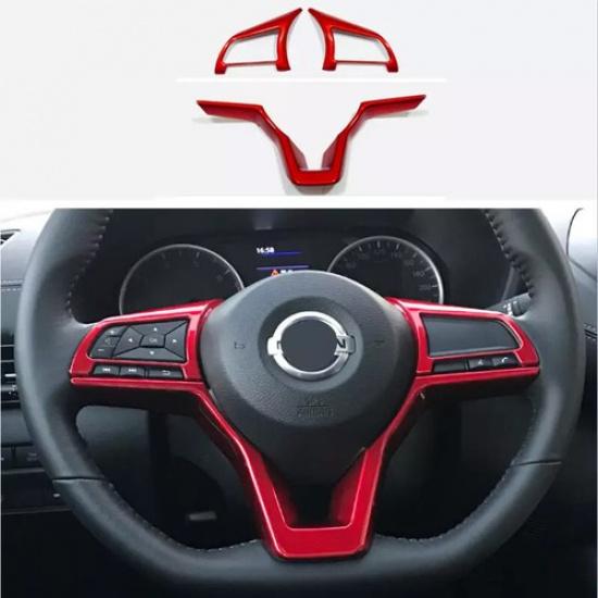 Steering Wheel Trim 3pcs ABS Red For Nissan Sentra -2025