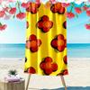 Red Floral Pattern On Yellow Background Beach Towel Quick-drying for Travel Outdoor Sports Jogging Beach and Swimming