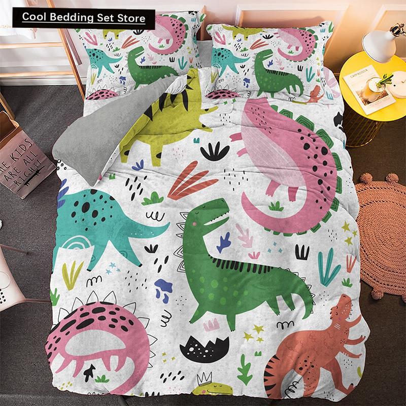 Cartoon Dinosaur Bedding Set Twin Queen King Animal Duvet Quilt Cover Pillowcase Jurassic World 2/3pcs Polyester Comforter Cover