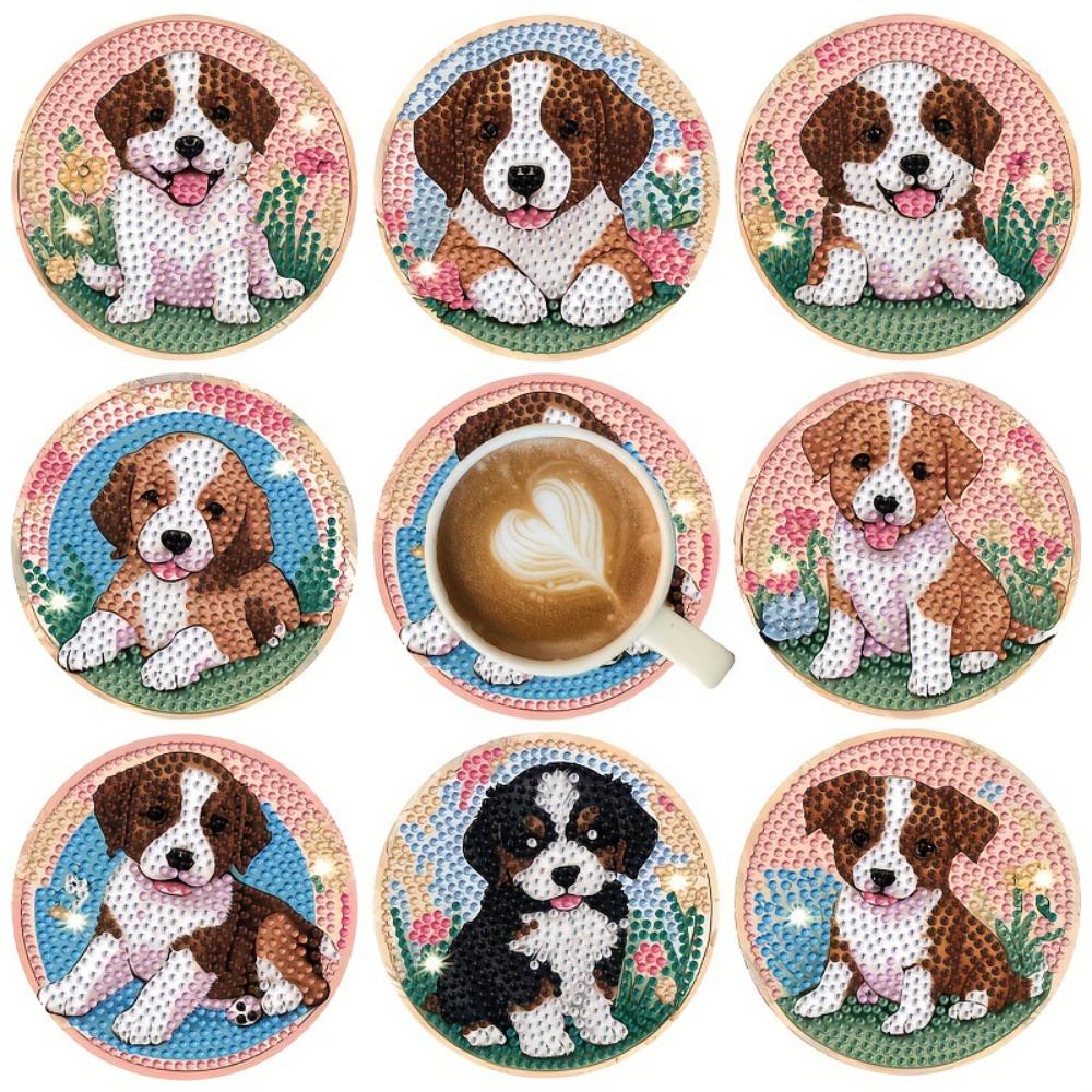 DIY Diamond Painting Point Diamond Coaster, Full Diamond Round Valentine's Day Thermal Insulation Mat, Diamond Painting Coaster