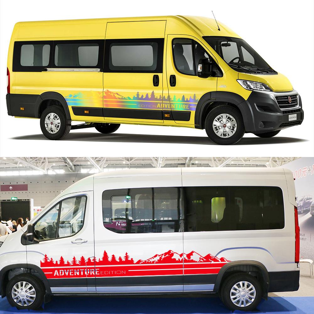 Van Door Side Stickers For Fiat Ducato Peugeot Boxer Citroen Jumper Camper Car Graphics Mountain Decor Decals Tuning Accessories