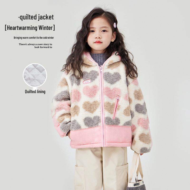 

2024 Girls Winter Plush Coat: Warm, Thickened Fleece Cotton Jacket for Children 100 (Height ~100cm)