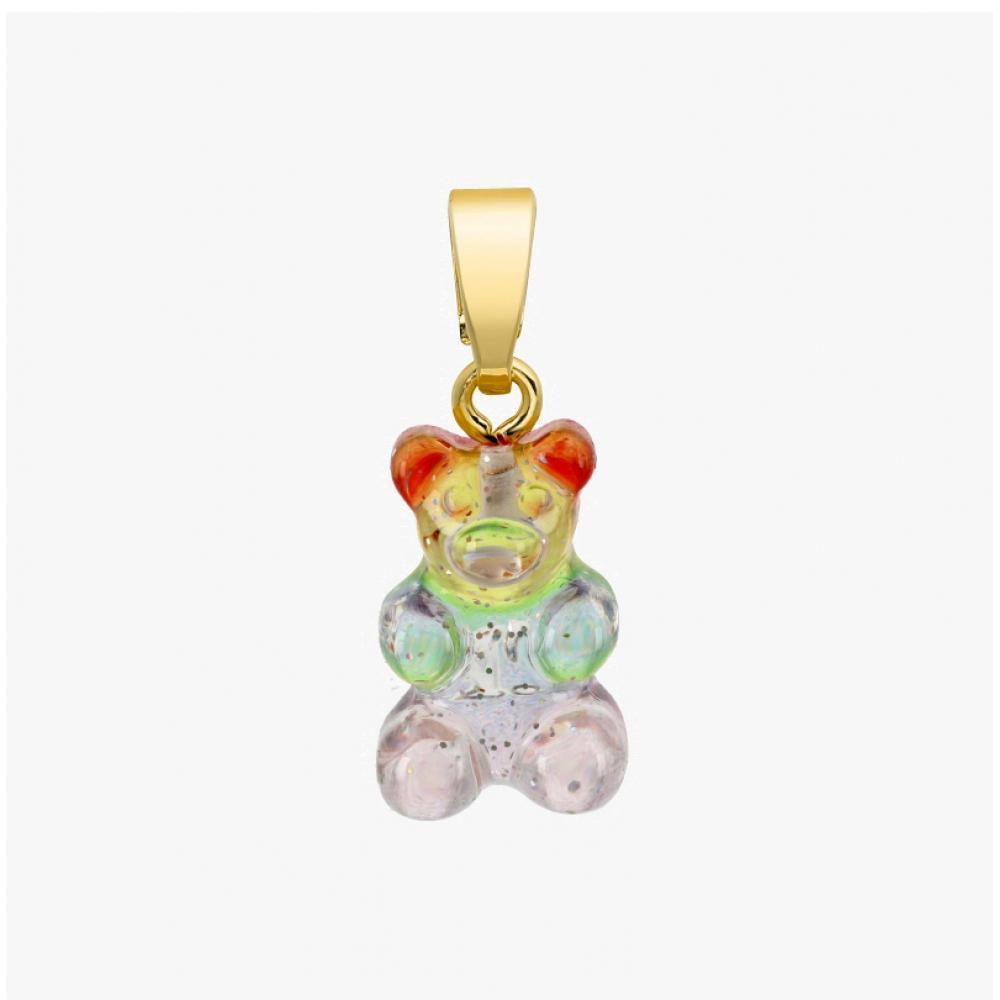 Crystal Haze Nostalgia Bear Classic Rainbow Gold Pendant Charm