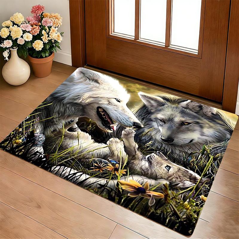 Wolf Family Living Room Nonslip Area Rug Soft Carpet For Bedroom Game Playroom Sofa Office Home Decor Doormat Christmas Gift C9301798