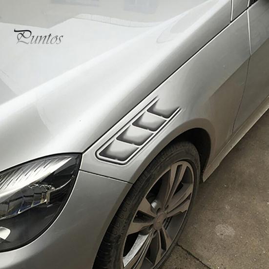 Fashion Car Sticker 2Pcs/Set Creative 3D Stickers Side Fake Vents Front Cover Decorative Decals