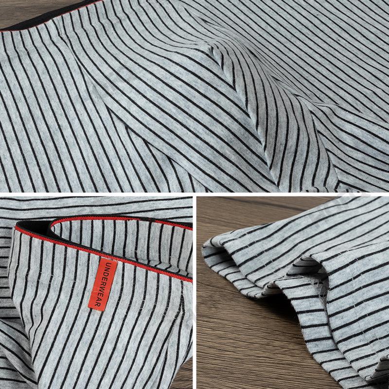 Men's Vertical Striped Soft Boxer Briefs - Breathable, Elastic, and Skin-Friendly.