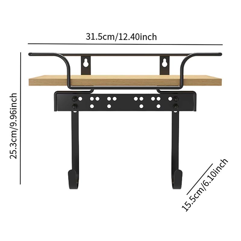 

1 шт. Черная регулируемая металлическая полка для хранения, плавающая полка для отеля, настенный держатель для гладильной доски для дома, экономящий место 31.5x15.5x25.3cm чёрный