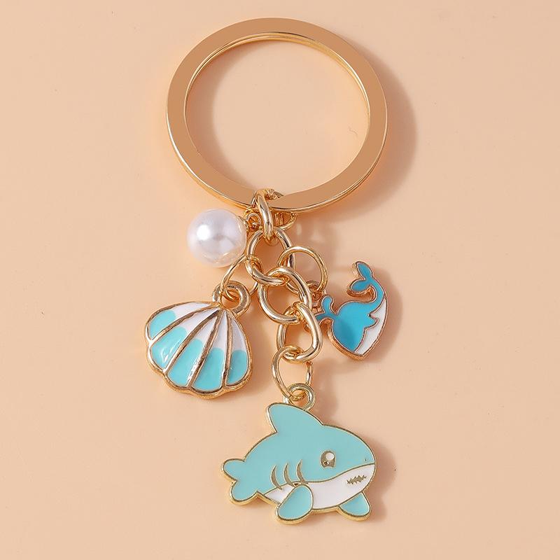 Cute Enamel Whale Keychain Marine Life Key Ring Pendant for Women Girl Handbag Decor DIY Handmade Jewelry Gift