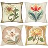 Floral Patterned Throw Pillows Art Nouveau Style Polyester Pillowcase, Sofa Decorative Cushion Cov Headboard Pillow