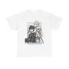 Camiseta Branca Oversized de Manga Curta com Estampa Gráfica Estilo Mangá Preto e Branco da Cena Clássica de Abraço de Sword Art Online Kirito & Asuna