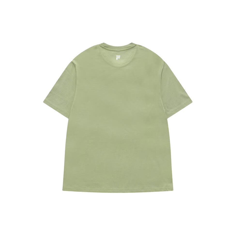 Fila Fusion Letter Logo Print Loose Knit Round Neck Short Sleeve T-Shirt Unisex Tops Milk-Avocado-Green T11U413102F-GN