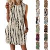 Women's Casual And Fashionable Round-neck Sleeveless Printing Mid Length Dress