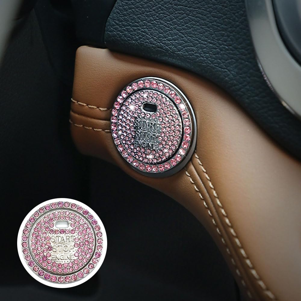 Yandong Car Engine Start Button Ring Universal Rhinestone Button Cover