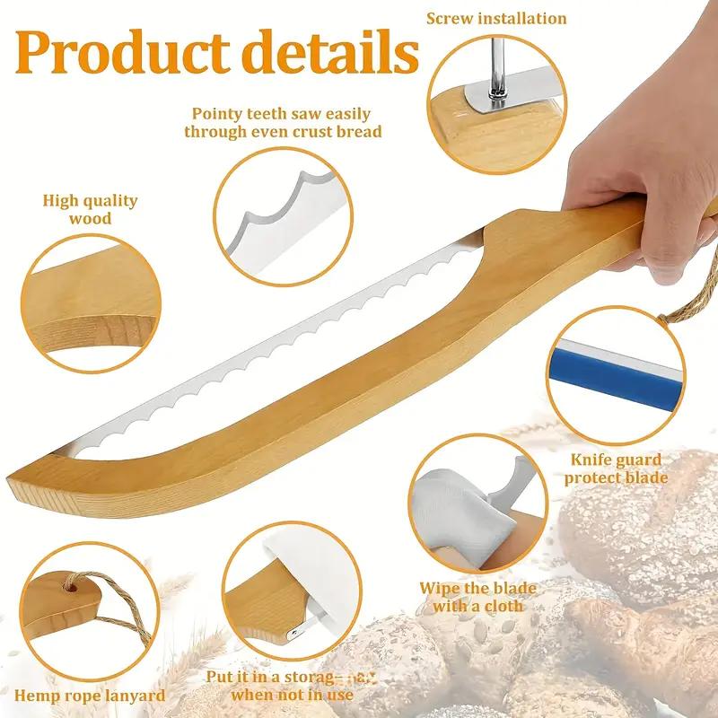 Wooden Bread Knife Non-dropping Baking Baguette Cake Knife Serrated Toast Knife Wooden Bread Cutting Saw