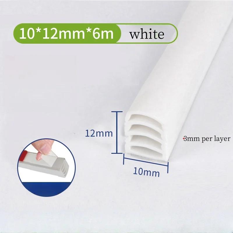 6m Door & Window Soundproof & Anti-Collision Sealing Strip, Porous Design, Windproof & Thermal Insulation. Adjustable Thickness
