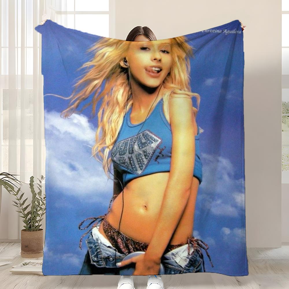 

Singer C-Christina Aguilera Throw Kid-Friendly Flannel Throw Blanket Soft Warm Anti-Static Washable All Season 75x90cm