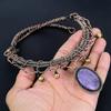 Purpurite 999 Copper Wire Wrapped Necklace, Handmade Gemstone Jewelry Necklace For Memorial Day